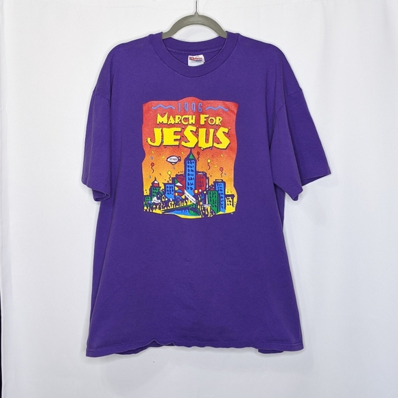 Hanes Tops - Vtg Jesus Walk March Double Sided Single Stitch